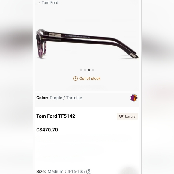 Tom Ford Purple Cat Eye Eyeglass Frame - TF5142 - Picture 2 of 15